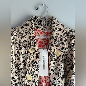 Diane Von Furstenberg Black and Cream Leaf Pattern Jacket